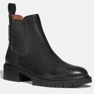 Coach Black Leather Lug Sole Chelsea Boots (Sz 7.5)